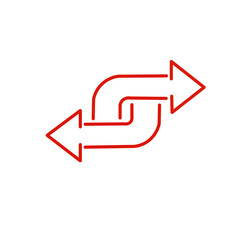 two arrows icon pointing opposite sides on white background
