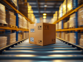 倉庫内にて、出荷前のダンボール