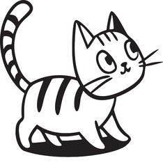 The little small cat is looking up