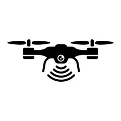 Drone,  quadcopter  vector  Icon illustration (radio waves)