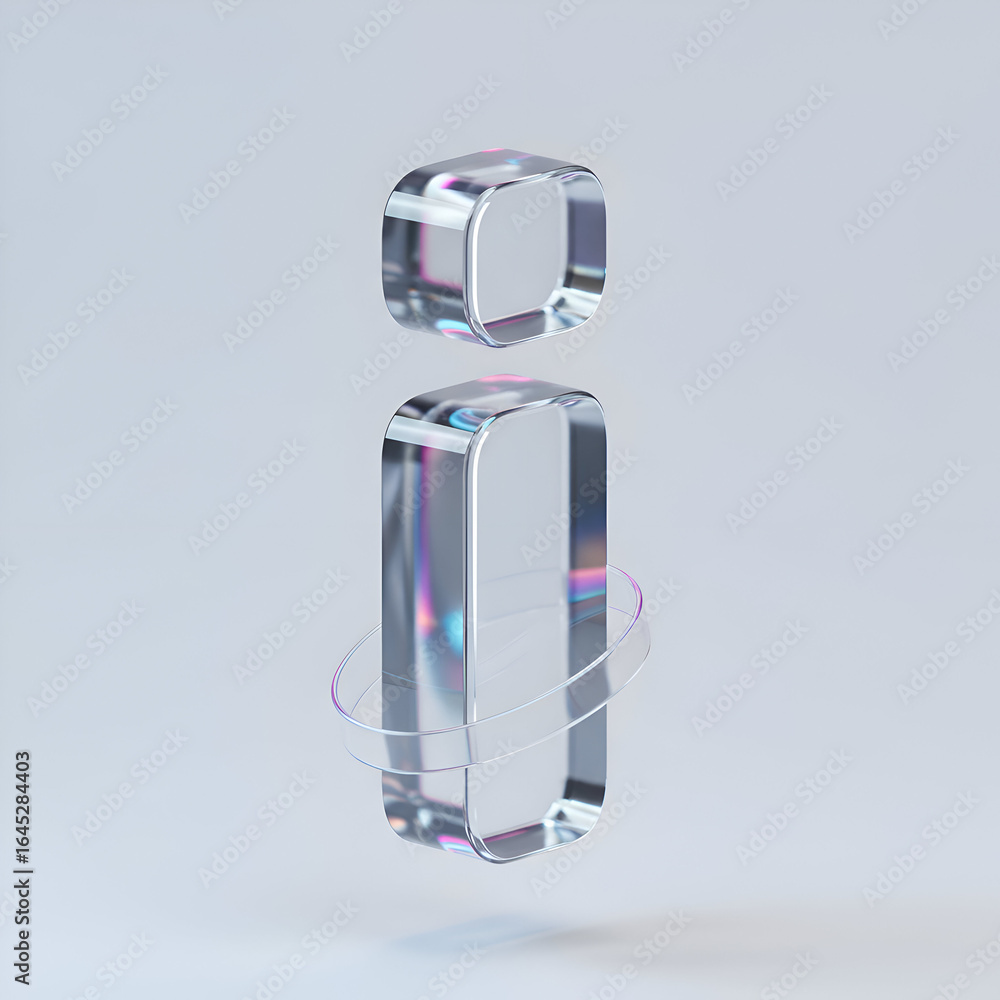 Fototapete glass information icon with holographic effect in a minimalist setting. floating 3d design with a ci