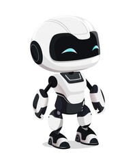 Concept of cute robot character standing on light background. Modern toy for children or AI personal assistant