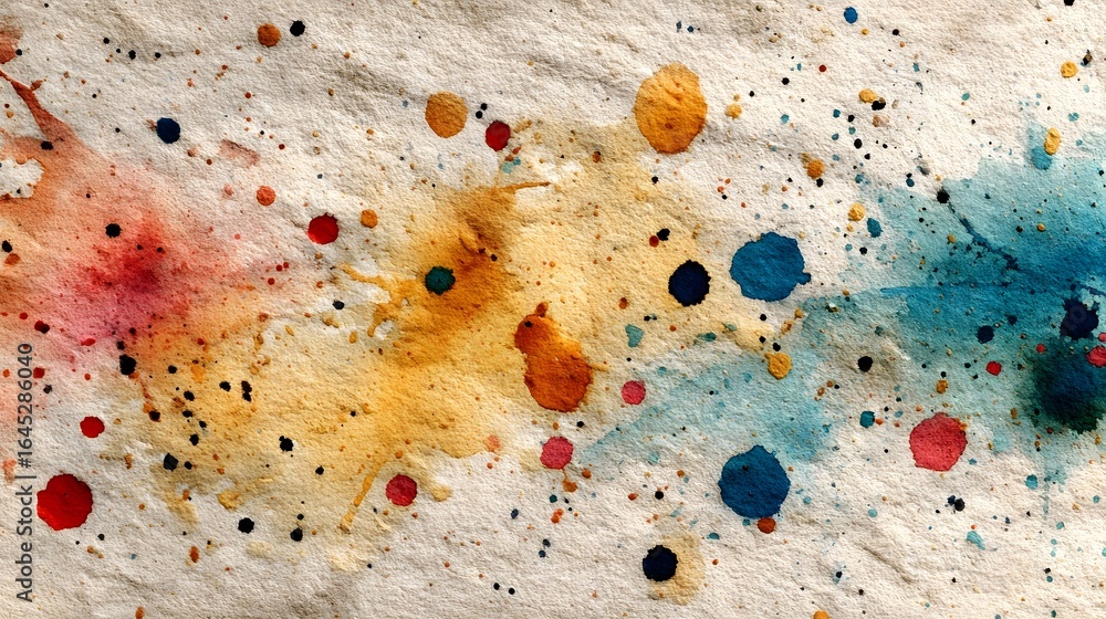 Aufkleber expressive abstract painting featuring a dynamic composition of vibrant multicolored paint splatters