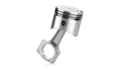 Precision engineering rendering showcases an engine piston with connecting rod detail metal