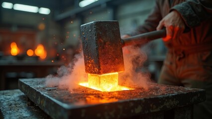 Blacksmith forging metal scene
