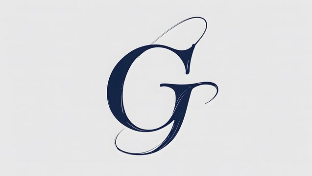 An elegant capital G, meticulously designed with sophisticated calligraphic flourishes. This versatile graphic concept offers a refined visual, ideal for branding, typography, and creative projects.