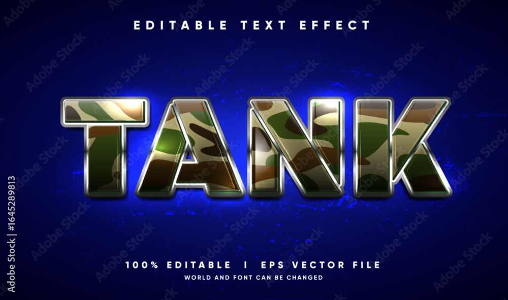 Poster tank vector text effect with modern style