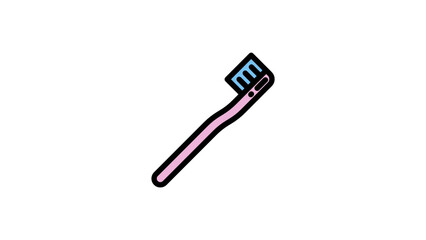 Red Toothbrush Vector Illustration on White Background
