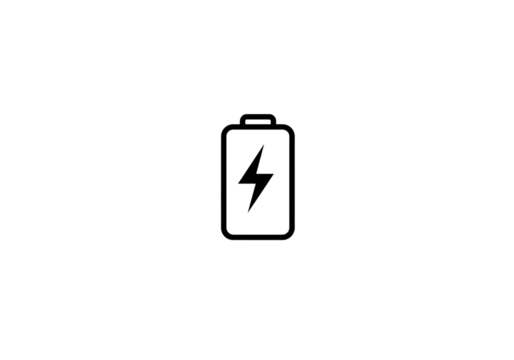 Low Battery Indicator Minimalist Black and White Icon on transparent background
