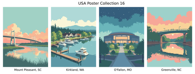 Mount Pleasant, SC , Kirkland, WA , O'Fallon, MO , Greenville, NC  US Poster Collection