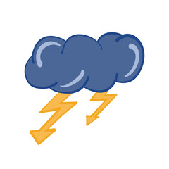 Two lightning bolts striking from a dark cloud, symbolizing renewable energy sources and environmental sustainability