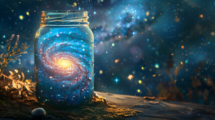 A galaxy contained inside a mason jar