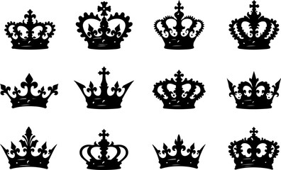 Obraz premium Royal Crown Silhouette Collection vector bundle