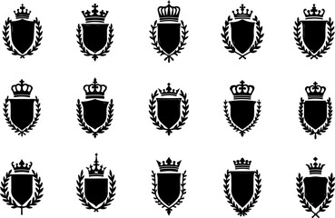 "Royal Heraldry: Crowned Eagle & Shields" vector bundle