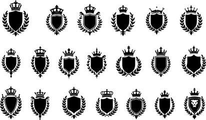 Royal Crest Shield SVG Bundle | Heraldic Emblem Clipart Set