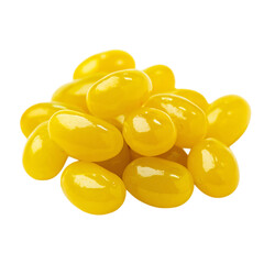 Fototapeta premium Pile of yellow jelly beans isolated on transparent background.