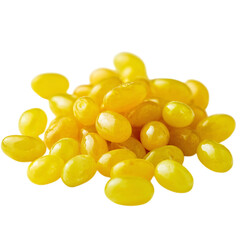 Fototapeta premium Pile of yellow jelly beans isolated on transparent background.
