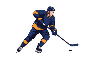 Obraz premium Ice Hockey Player in Action Dynamic Pose and Puck Control on transparent background