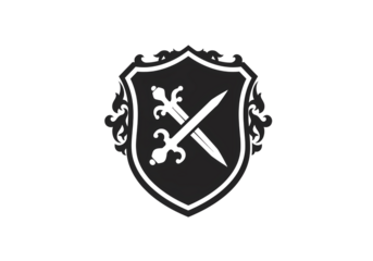 Elegant Monochrome Crest Design A Symbol of Protection and Legacy on transparent background
