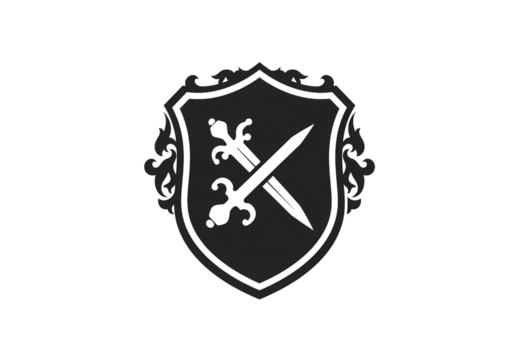 Elegant Monochrome Crest Design A Symbol of Protection and Legacy on transparent background