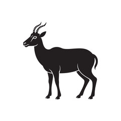 Obraz premium Solid Black Saiga Antelope Silhouette with Curved Snout on White Background