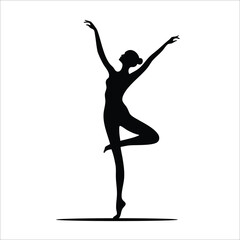 elegant black silhouette of a female ballerina