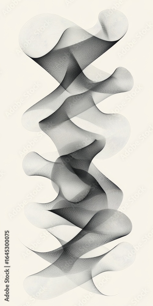 Poster elegant monochrome waves in beige tones creating a fluid and artistic background for modern design