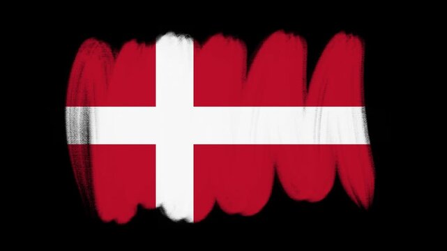 Denmark flag created with brush strokes