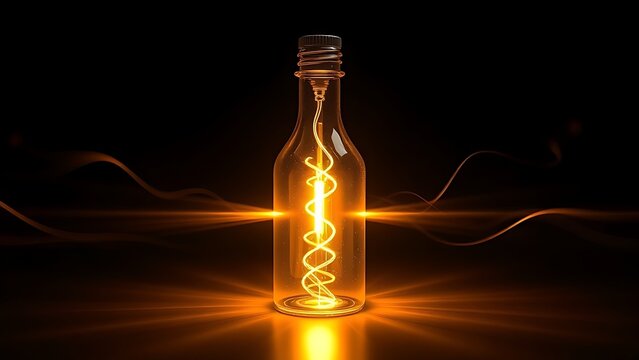 Klein bottle battery emitting self-recharging light beams, showcasing paradoxical energy loops.