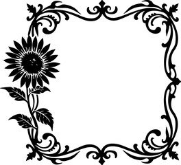 Sunflower Elegance: Vintage Floral Frame"
