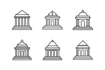 Naklejka premium mausoleum at halicarnassus line art vector illustration