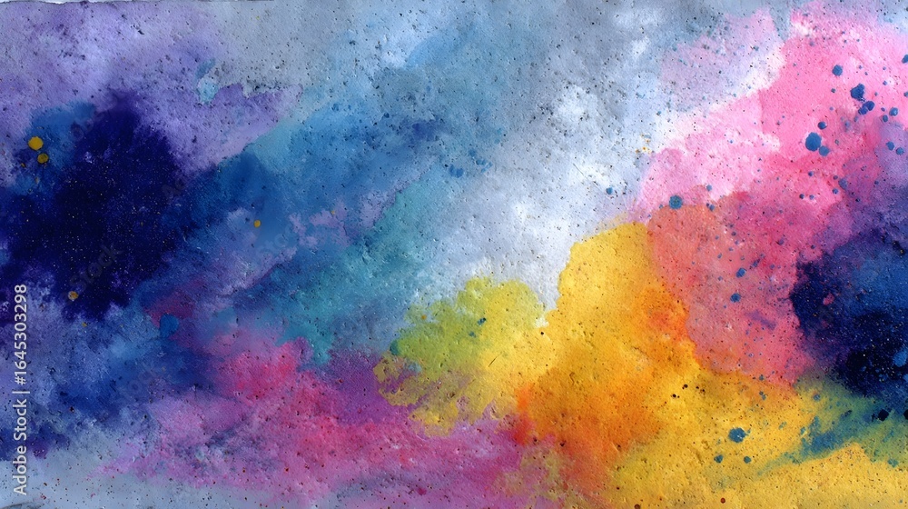 Poster vibrant abstract watercolor painting with flowing colorful patterns and a sense of movement and tran