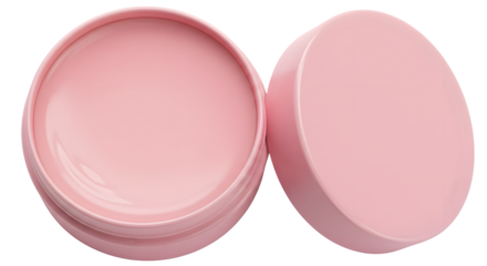 Pink, glossy container with lid creates a minimal, smooth surface. Great for product display, packaging mockups, cosmetic branding, and digital backgrounds.