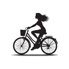 Minimalist Silhouette of Cycling Women - Cycling Women Illustration - Vector of Cycling women.