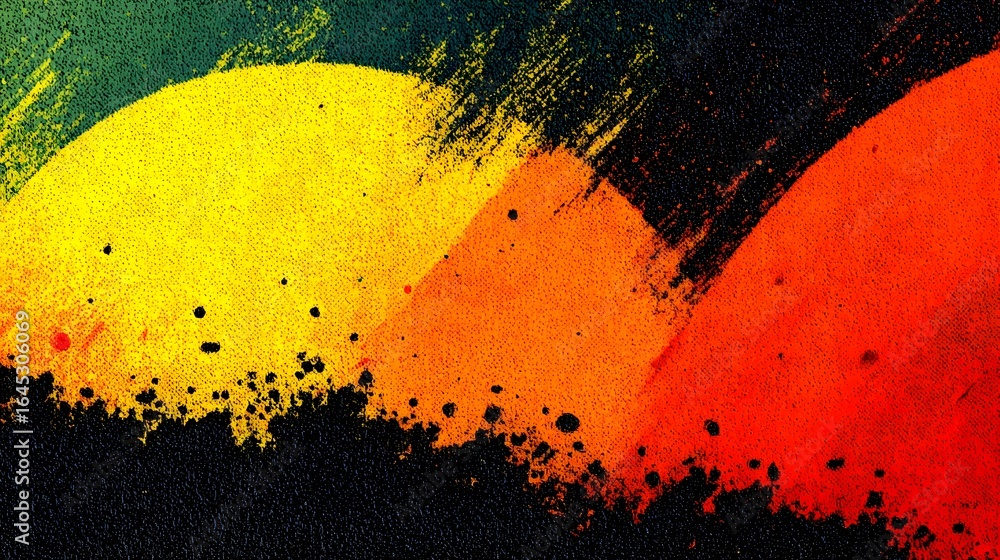 Aufkleber vibrant dynamic abstract background with bold brushstrokes splatters and dots in a range of warm con