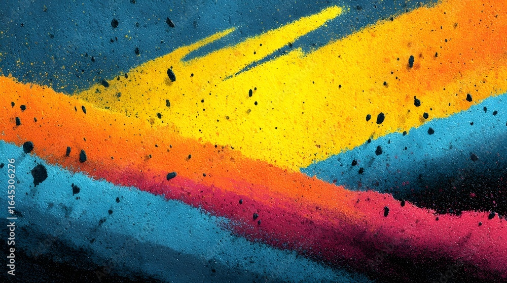 Aufkleber vibrant dynamic abstract composition with fluid overlapping forms and layers in a spectrum of bold e