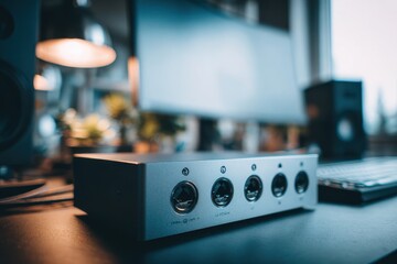 Professional audio interface for music production in a modern home studio setup
