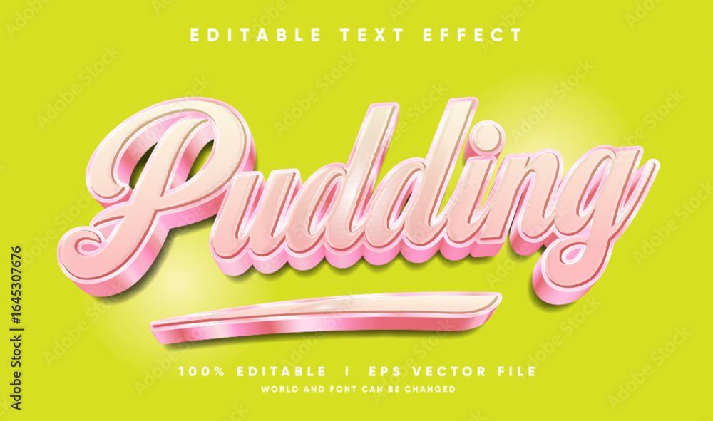 Poster pudding vector text effect with modern style