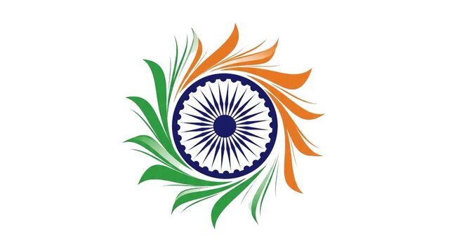 Vibrant Indian National Flag gracefully waving in the wind,symbolizing patriotism and unity. Beautifully captured with smooth motion, showcasing the tricolor &ndash; saffron,white,green and ashok chakra.