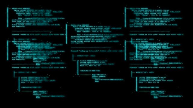 Animation of digital data moving on back background