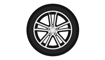 Sleek automobile tire with a modern silver rim design ideal for transportation themes