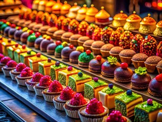 Fototapeta premium Night Photography: Enticing Pastries, Creative Dessert Display
