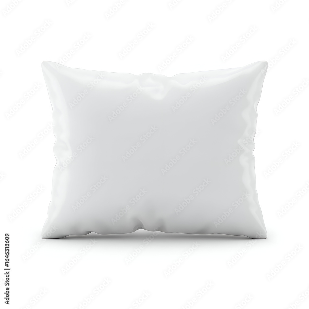 Poster blank white pillow displayed on a plain white background. empty pillowcase resting on a plain white 