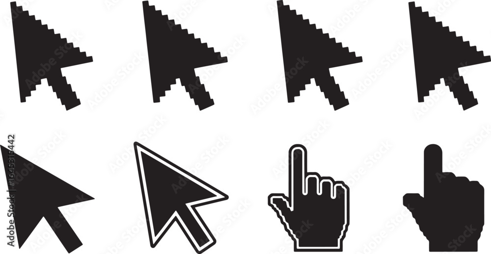 Fototapete collection of digital cursor icons for computer navigation and user interface design