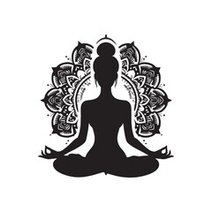 Meditating Women Vector - Illustration of meditating Women - Minimalist Design of Meditating Women.