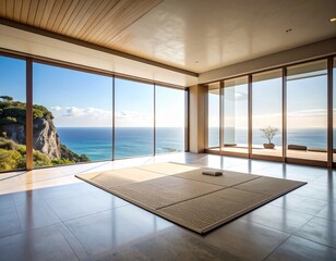Fototapeta premium Minimalist Ocean Cliff Meditation Space