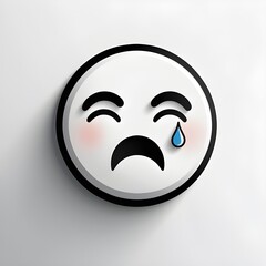 Fototapeta premium AI Generative. Minimalist Crying Emoji with a Teardrop. 24