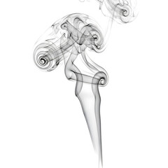 Abstract design of smoke against a black background.