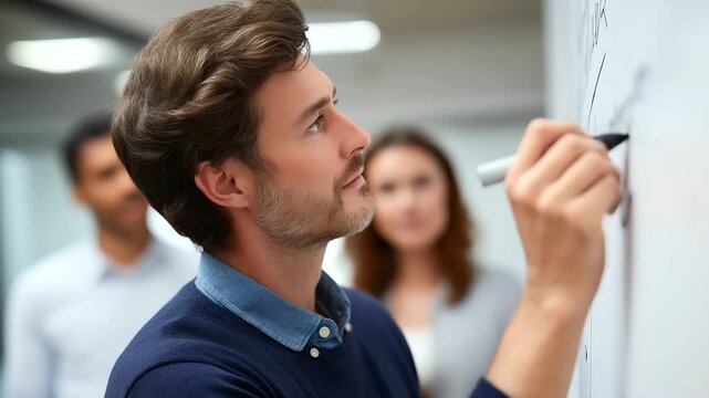 Business Team Collaborating on SEO Strategy in Modern Office Setting. Digital Marketing, Search Engine Optimization, Teamwork, Strategic Planning, Market Research, Content Strategy, Data Analysis