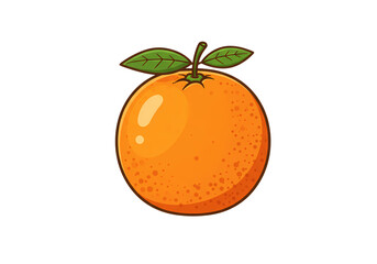 Vibrant Single Orange Fruit Illustration on transparent background